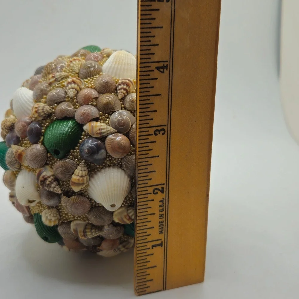 Seashell Ball Ornament Coastal Beach Nautical Decor Green Shells